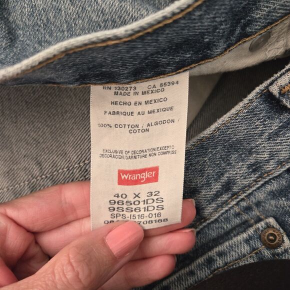 Wrangler Five Star Jeans Mens 40x32 Blue Medium Wash Denim Pants Relaxed Fit Zip - Picture 4 of 11